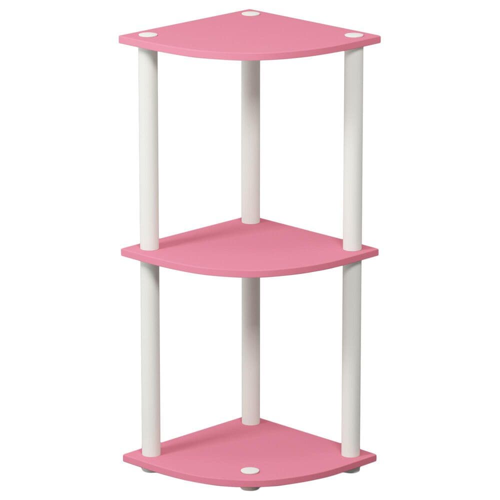 HOMLUX Turn-N-Tube 3-Tier Corner Bookshelf in Pink and White, , large