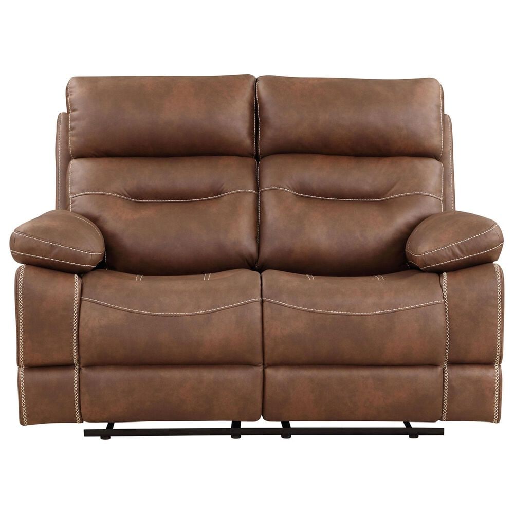 Steve Silver Rudger Manual Reclining Loveseat in Chestnut Brown, , large