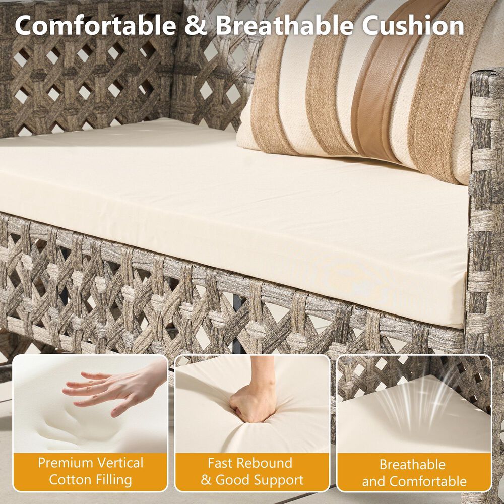 HOMLUX 4-Piece Patio Conversation Set in Beige, , large
