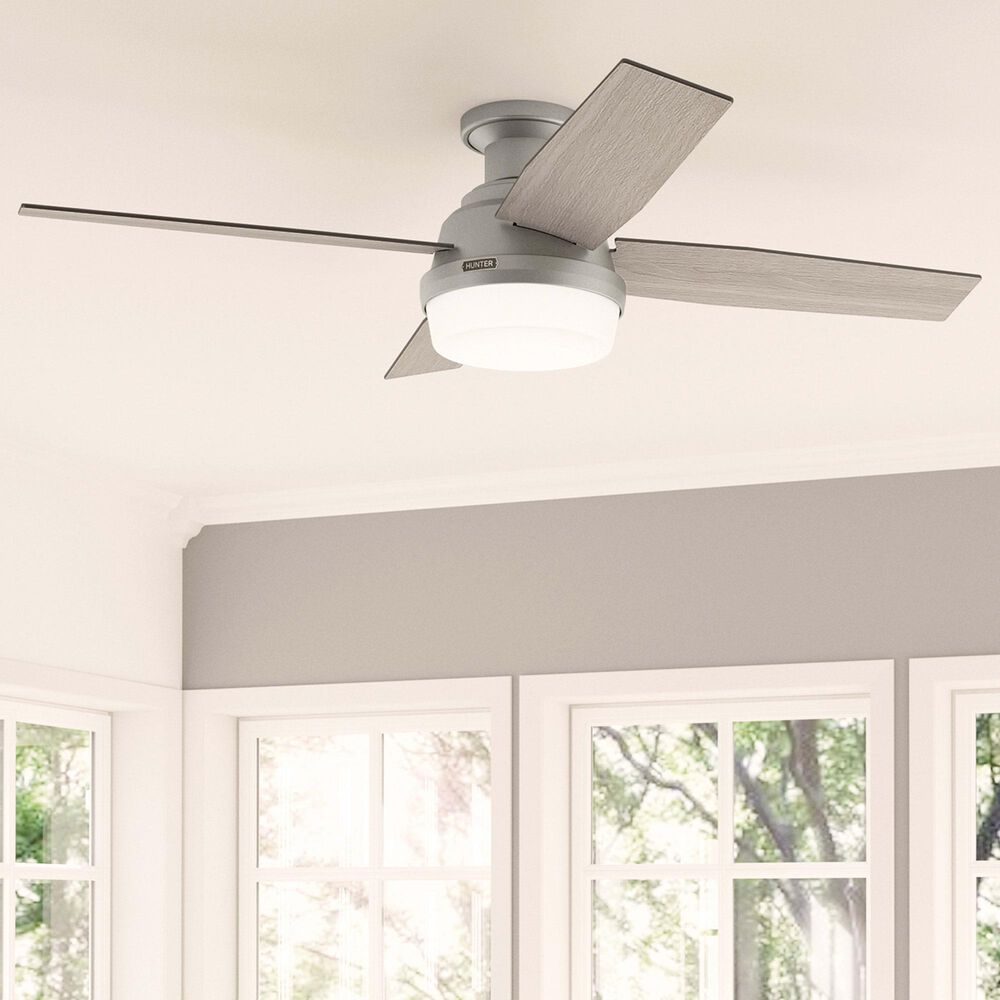 Hunter Dempsey Low Profile 52&quot; Ceiling Fan with Lights in Matte Silver, , large