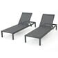 Hearth and Haven Cape Coral Outdoor Chaise Lounge with Adjustable Backrest and Wheels in Gray (Set of 2), , large