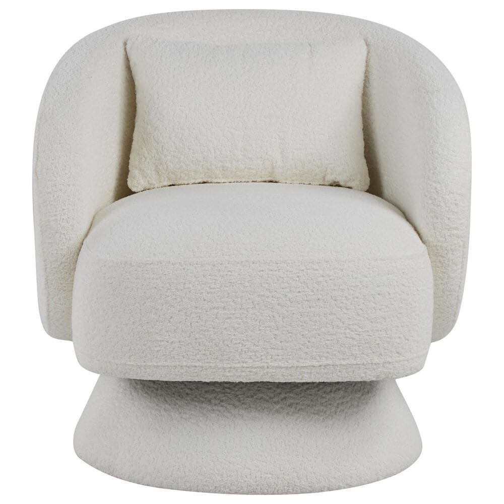 LumiSource Zara Swivel Accent Chair with Pillow in White, , large