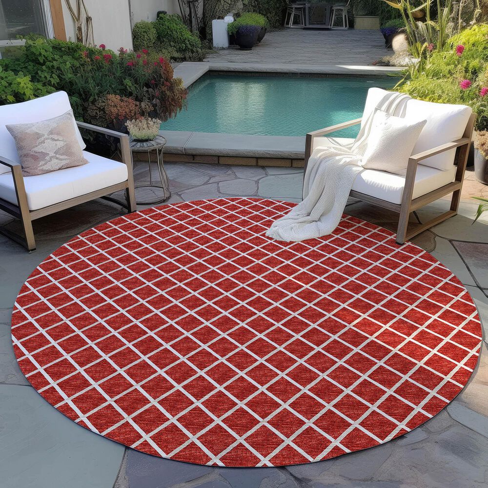Dalyn Rug Company York 8&#39; Round Red Indoor/Outdoor Area Rug, , large