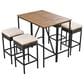 Hearth and Haven 5-Piece Outdoor Patio Wicker Bar Set with Off-White Cushion in Black and Brown, , large