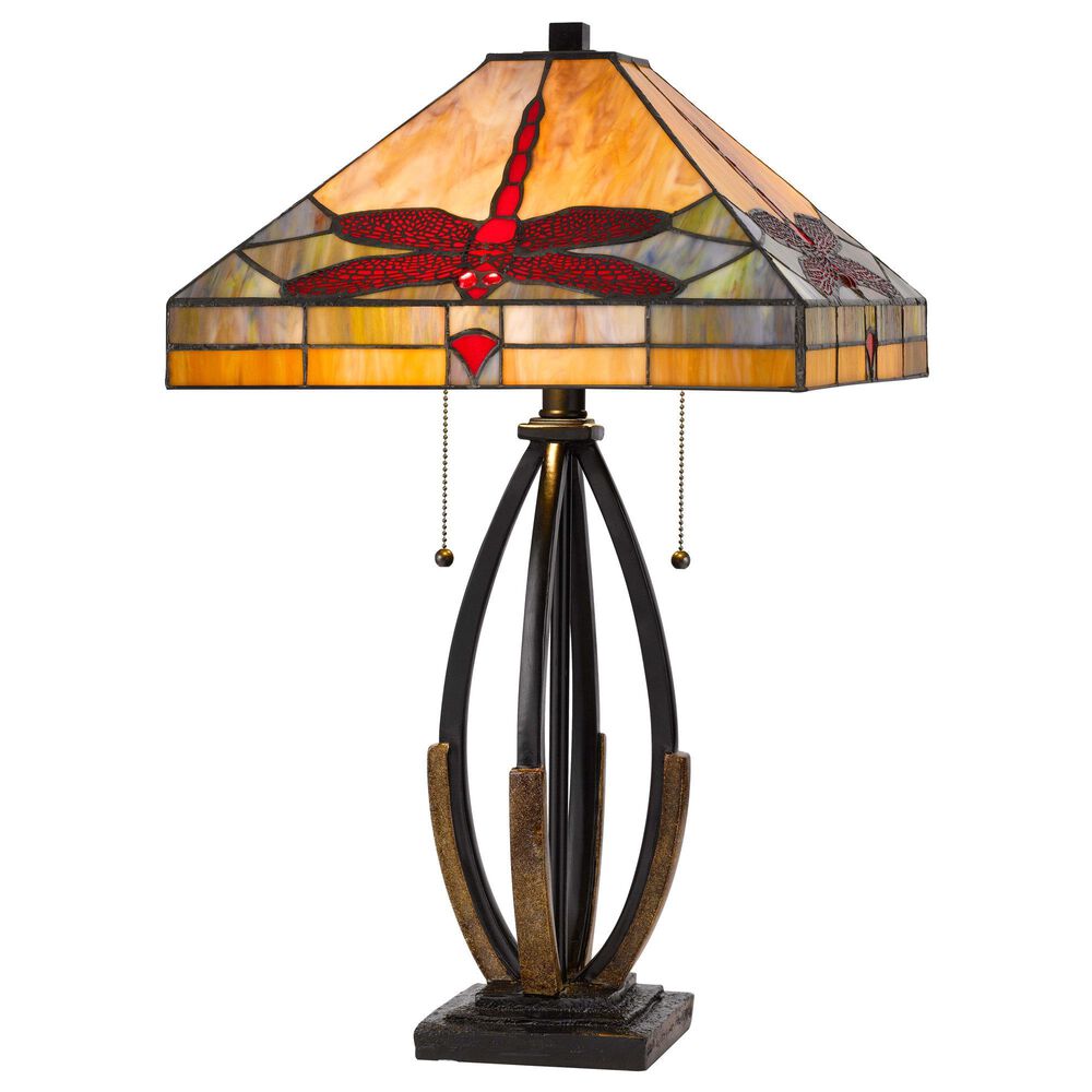 Cal Lighting 24" Tiffany Table Lamp with Sturdy Metal Base in Dark Bronze, , large