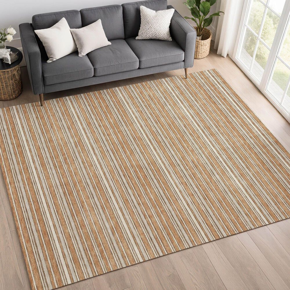 Dalyn Rug Company Soft Essentials Striped Copper 10' x 14' Indoor/Outdoor Area Rug, , large