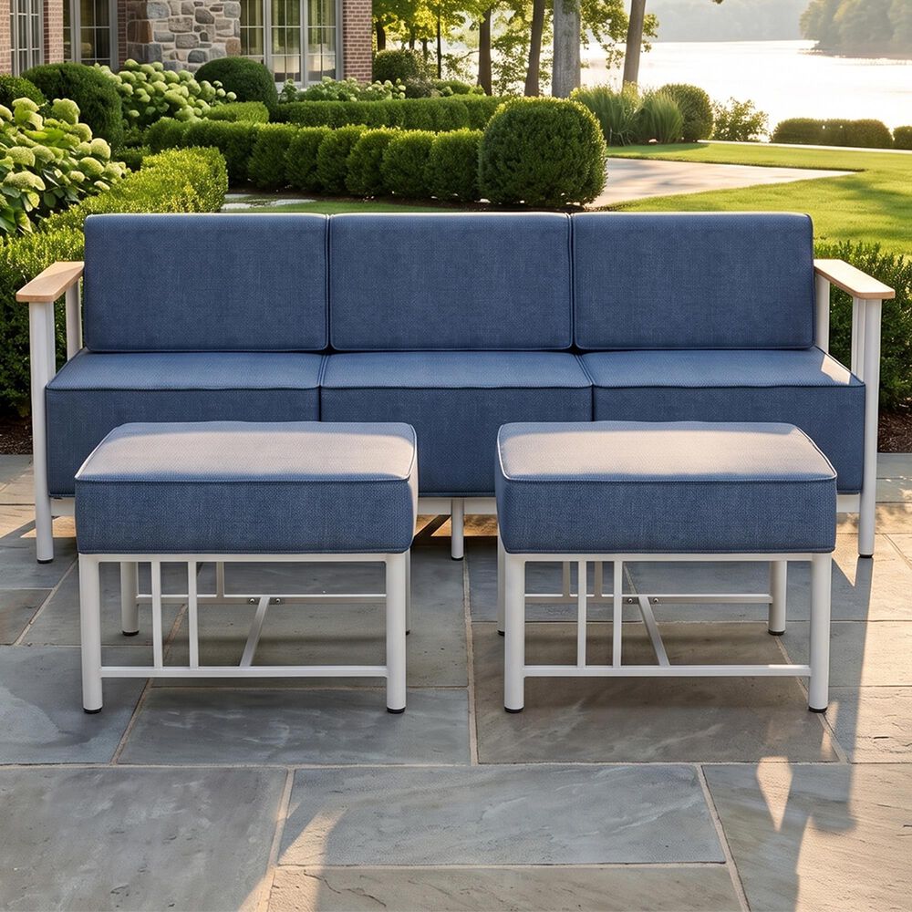 Sunwell Garden 3-Piece Patio Chat Set in Blue, , large