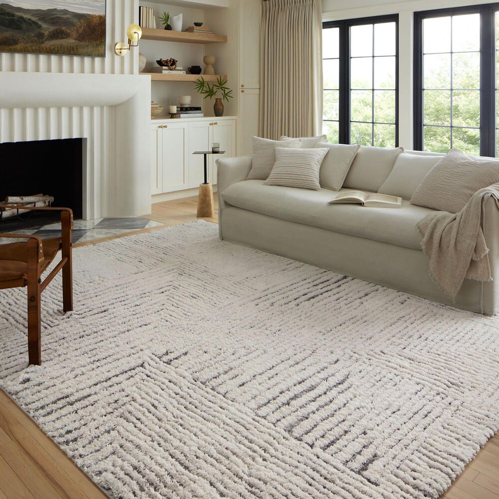 Loloi Levitt Shag 4&#39; x 6&#39; Ivory and Grey Area Rug, , large
