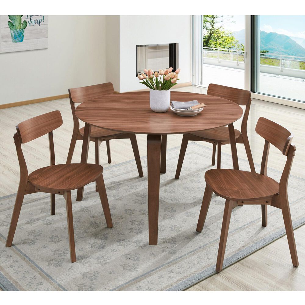 New Heritage Design Gabby 5 -Piece Round Dining Set in Walnut, , large