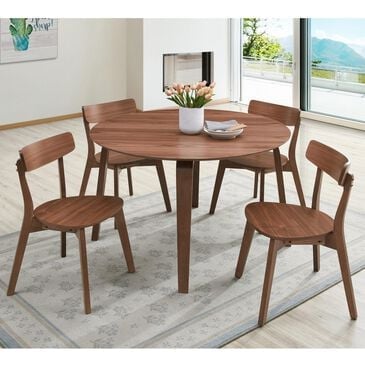 New Heritage Design Gabby 5 -Piece Round Dining Set in Walnut, , large