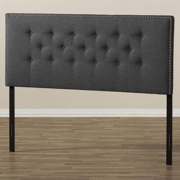 Baxton Studio Windsor Queen Headboard in Dark Grey, , large