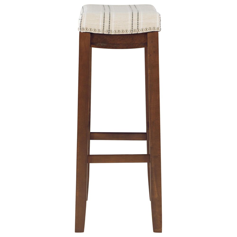 Linon Home Decor Claridge Bar Stool with Natural Cushion in Rich Brown, , large