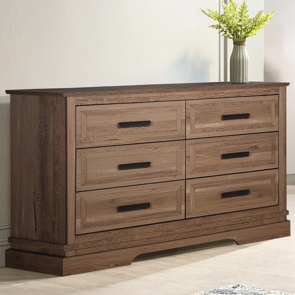 New Heritage Design Coventry Hall 6-Drawer Dresser Only in Pecan, , large