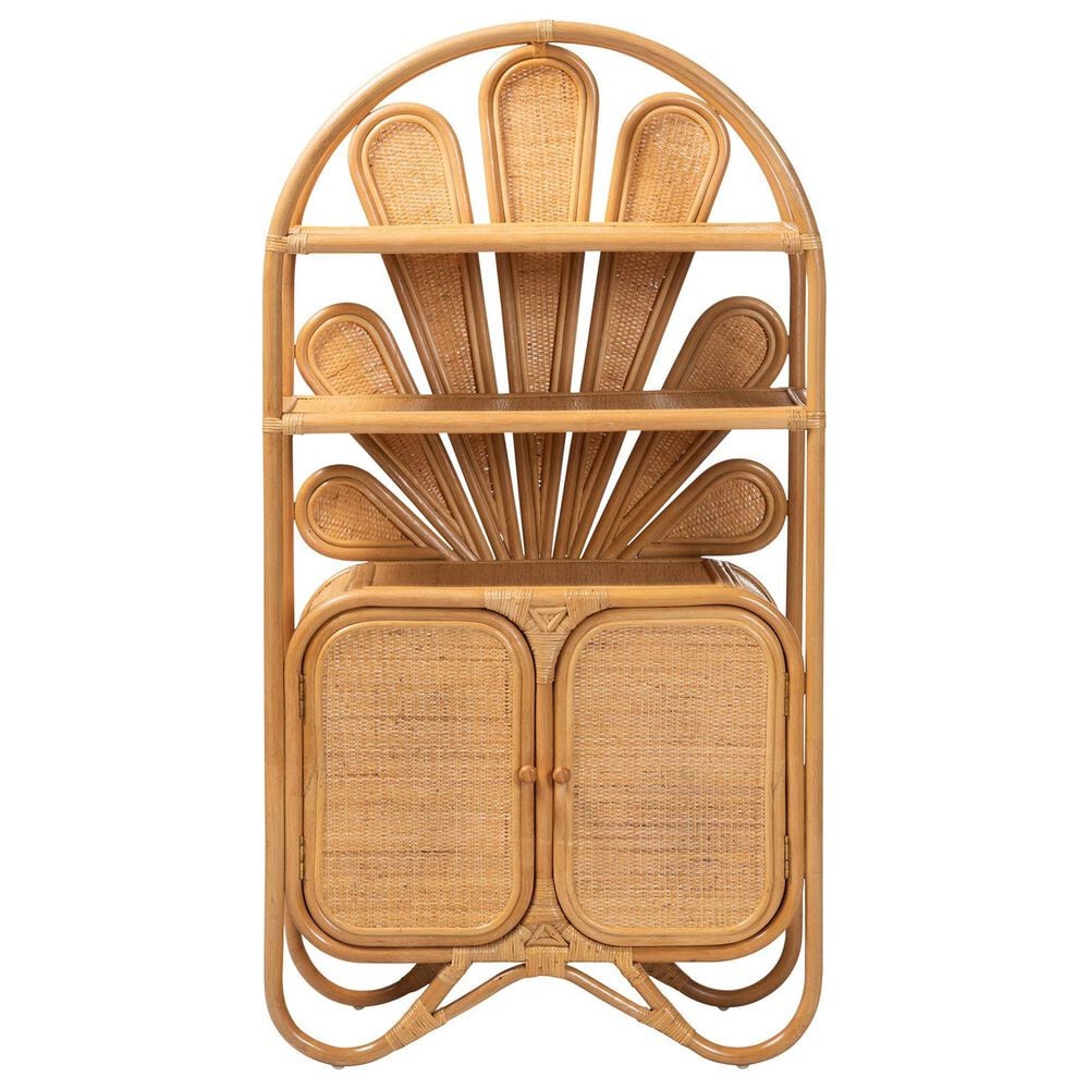 Baxton Studio Noreen 2-Door Cabinet with Hutch in Light Honey, , large
