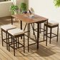 Hearth and Haven 5-Piece Outdoor Patio Wicker Bar Set with Off-White Cushion in Black and Brown, , large