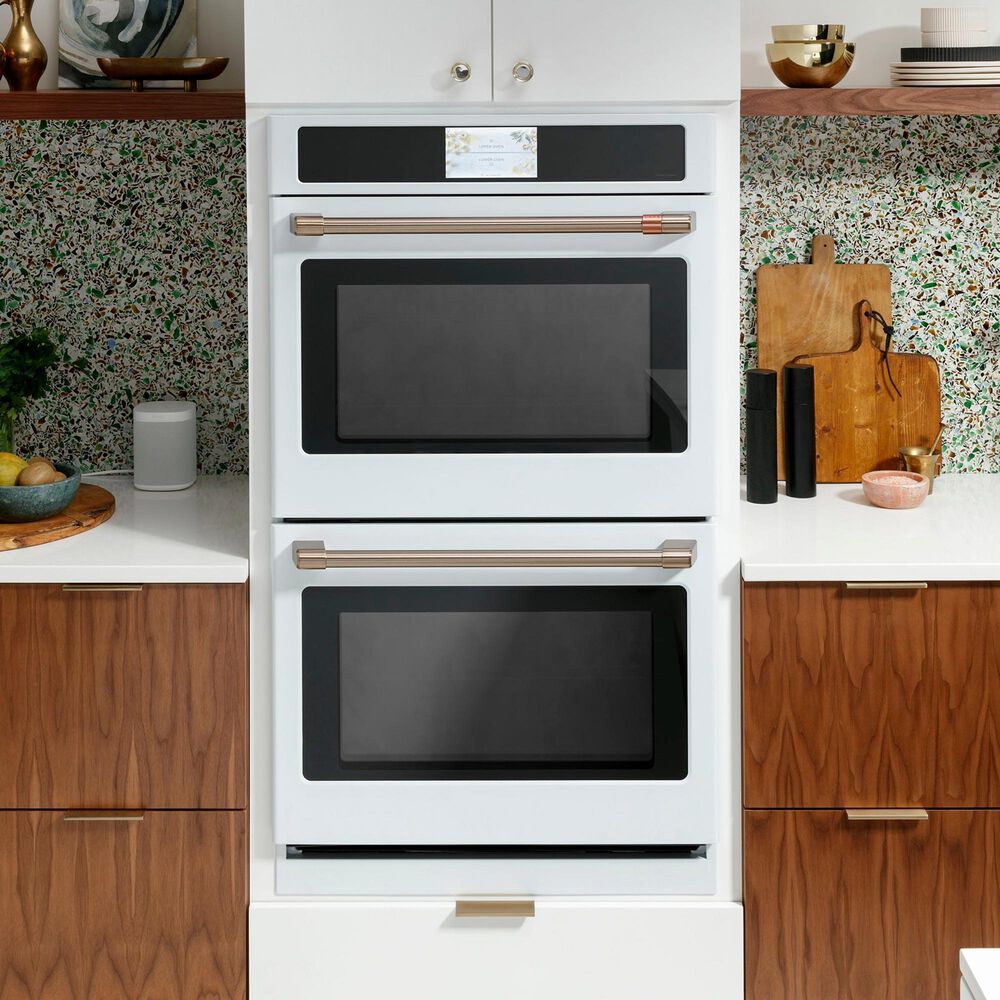 Cafe 2-Piece Kitchen Package with Matte White 30" Smart Built-In Convection Double Wall Oven and Black 30" Touch Control Induction Cooktop, , large