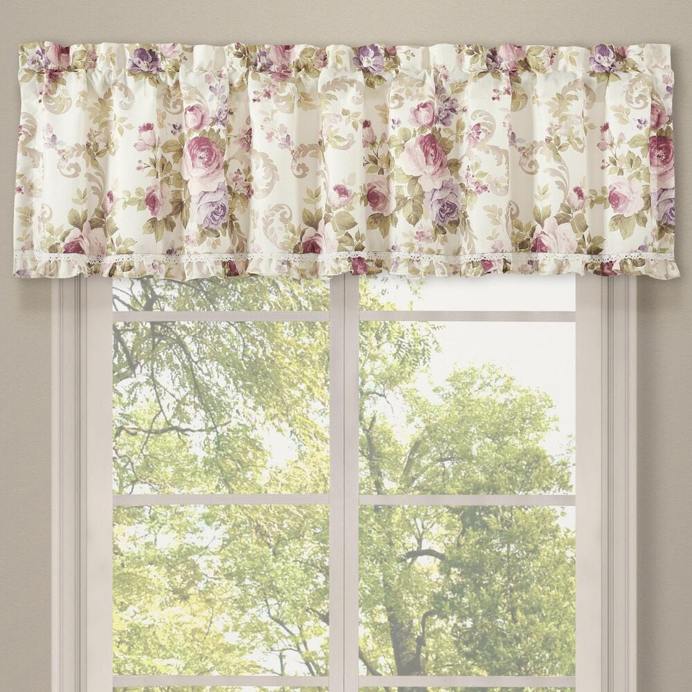 J. Queen New York Chambord 72&quot; x 17&quot; Window Straight Valance in Deep Plum, Lavender, Rose, Taupe and Green, , large