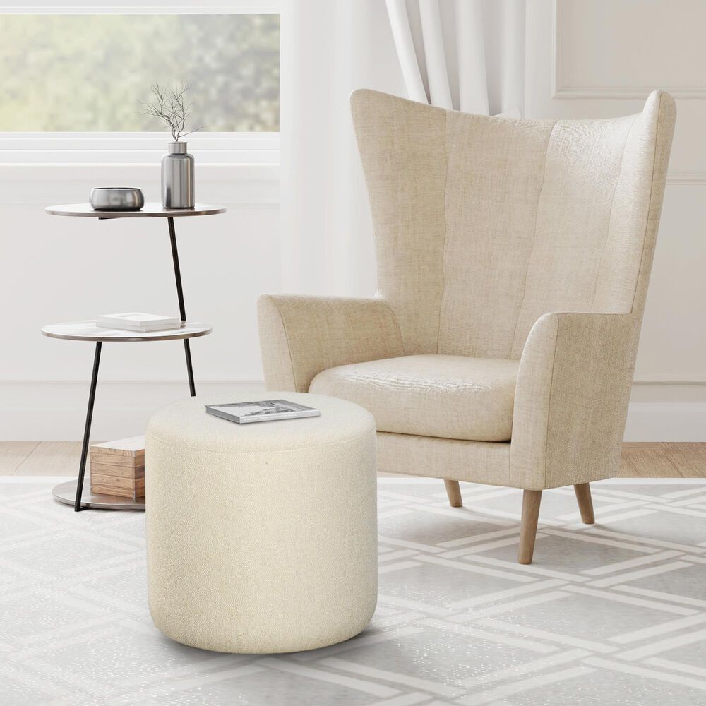 Lifestyle Solutions Garrett Round Ottoman in Snow, , large
