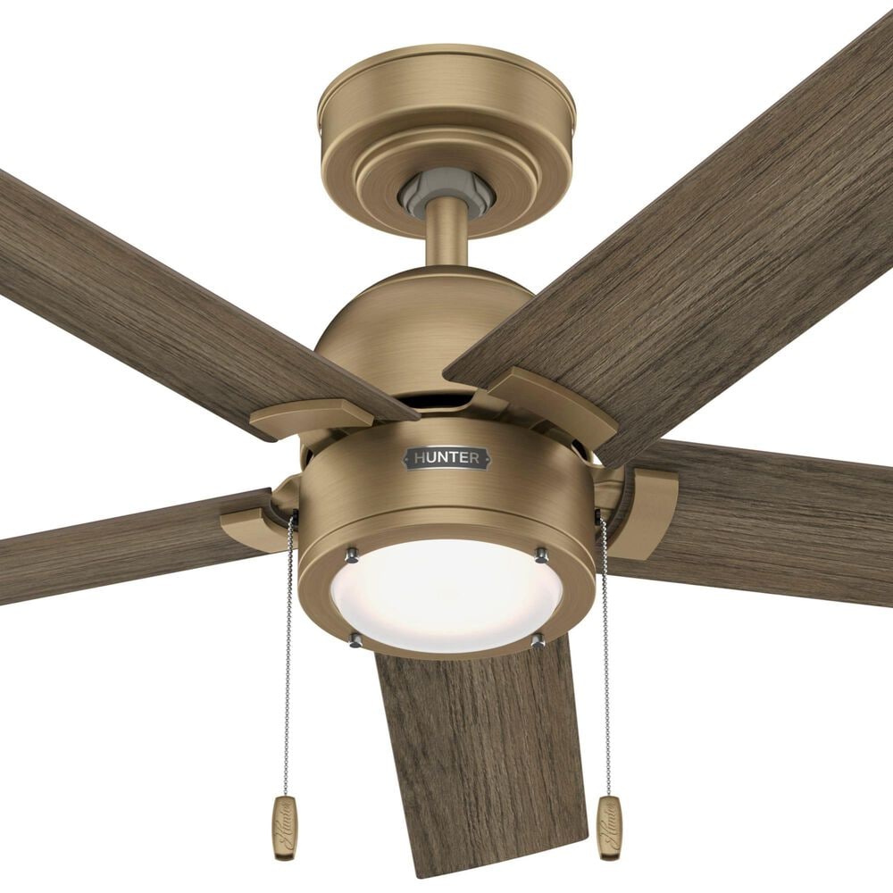 Hunter Erling 44&quot; Ceiling Fan with LED Light in Burnished Brass, , large