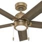 Hunter Erling 44" Ceiling Fan with LED Light in Burnished Brass, , large