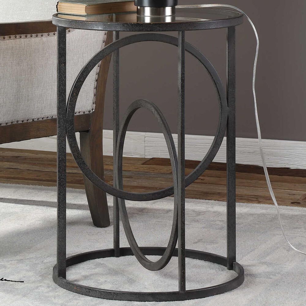 Uttermost Lucien Accent Table in Aged Black Metal, , large