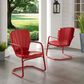Crosley Furniture Ridgeland Metal Chair in Red (Set of 2), , large