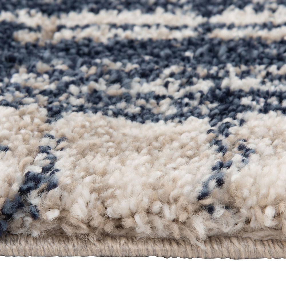 Central Oriental Oklahoma Badger 5&#39; x 7&#39;3&quot; Cream and Navy Area Rug, , large