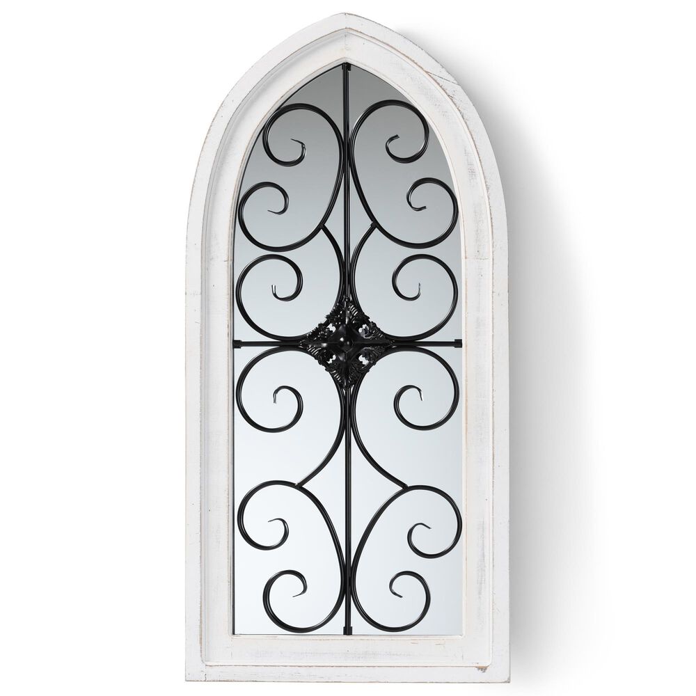 Baxton Studio Raum Wall Mirror in White/Black, , large