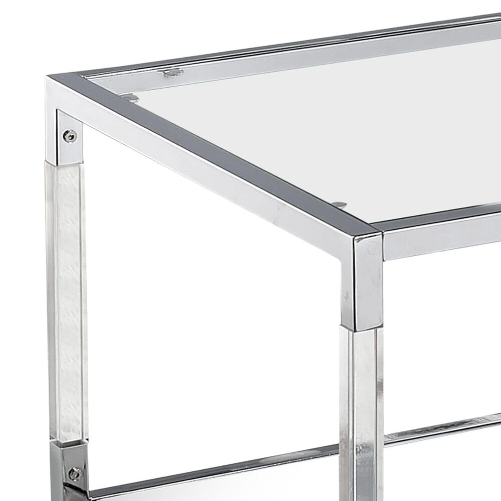 Furniture of America Blythe Coffee Table in Glass and Chrome, , large