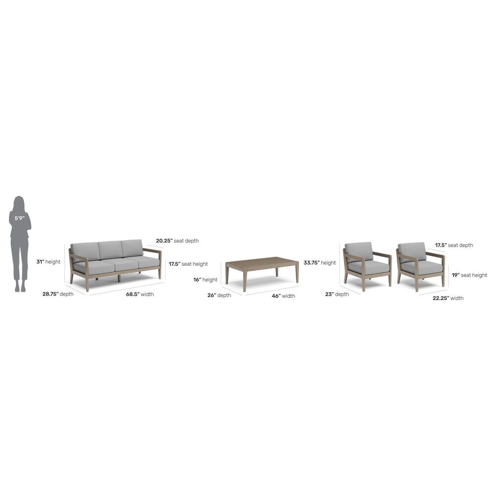 Homestyles Sustain 4-Piece Patio Conversation Set with Coffee Table in Stain Brown, , large