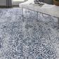 Nourison Damask DAS06 2"3" x 3"9" Ivory and Navy Area Rug, , large