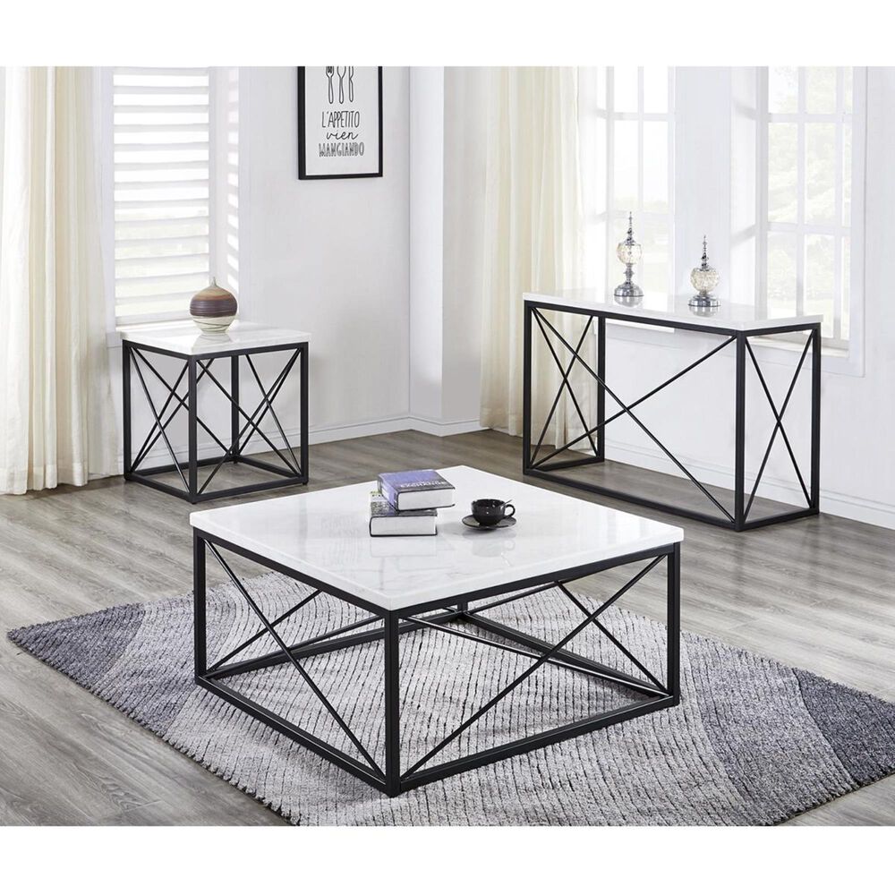 Crystal City Skyler Cocktail Table in White Marble Nebraska Furniture