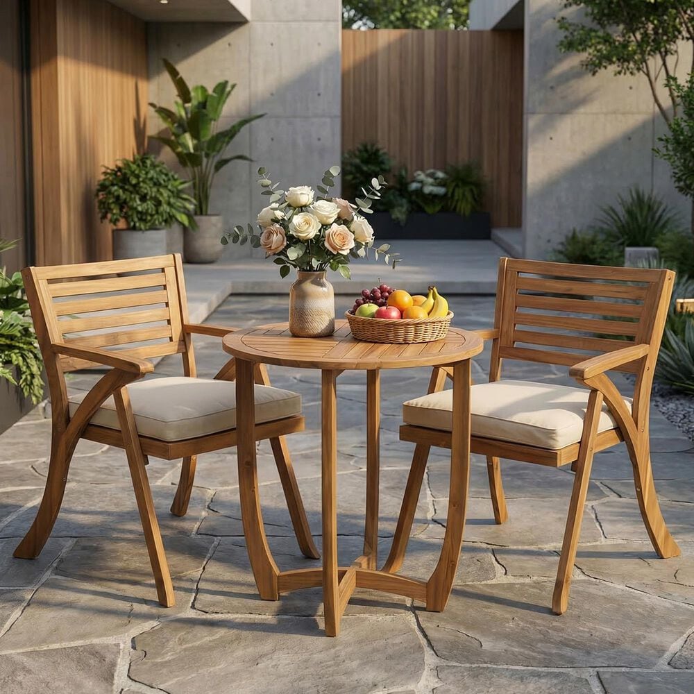 Hearth and Haven Hermosa 3-Piece Outdoor Dining Set in Cream, , large