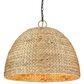 Golden Lighting Rue 8-Light Pendant in Matte Black with Woven Sweet Grass Shade, , large