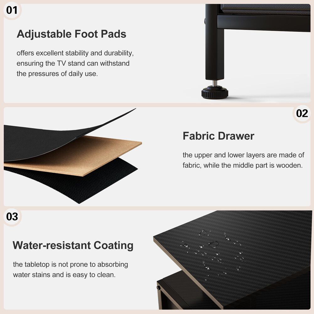 HOMLUX 63" 7-Drawer TV Stand with Adjustable TV Mount in Black Carbon Fiber, , large