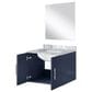 Lexora Home Geneva 24" Single Bathroom Vanity in Glossy White with 2 cm White Carrara Marble Top, Rectangular Sink and 18" Mirror, , large