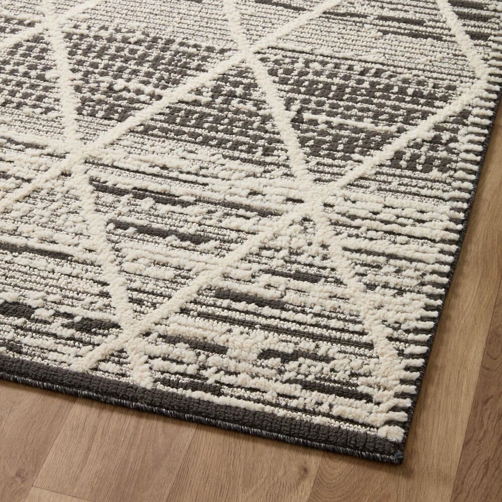 Loloi II Fabian FAB-03 2&#39;7&quot; x 7&#39;6&quot; Charcoal and Ivory Runner, , large