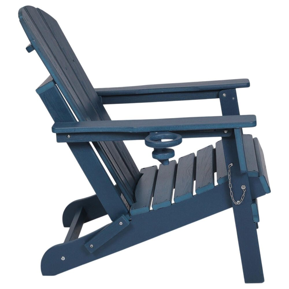 Hearth and Haven 34" Outdoor Folding Adirondack Chair with Cup Holder in Navy Blue, , large