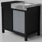 Lexora Home Zilara 36" Single Bathroom Vanity in Black and Grey with 11 cm Castle Grey Marble Top and Rectangular Sink, , large