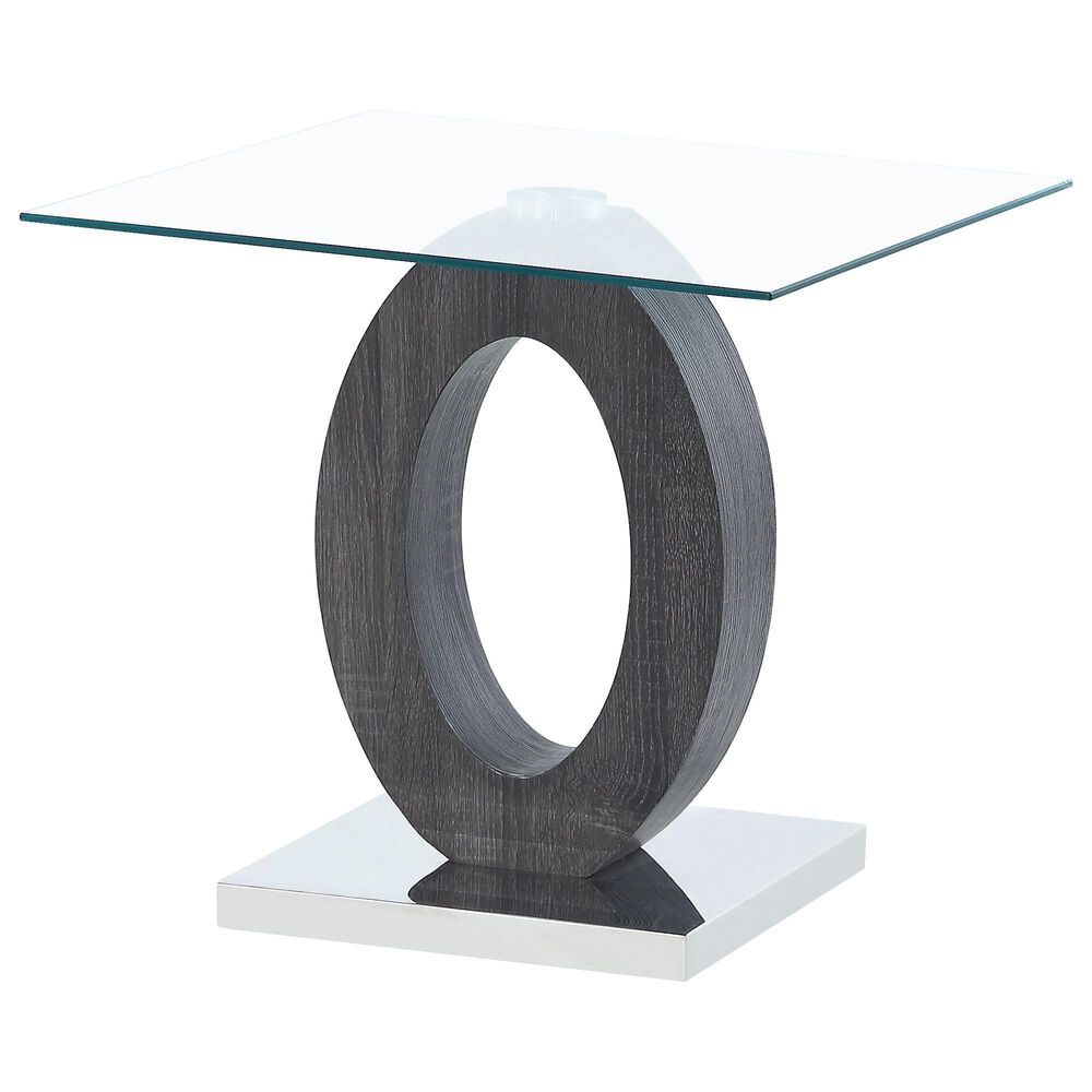 Modern Market End Table in Grey and Silver, , large
