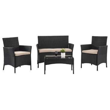 Furniture of America Bianca 4-Piece Patio Conversation Set in Black, , large