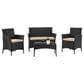 Furniture of America Bianca 4-Piece Patio Conversation Set in Black, , large