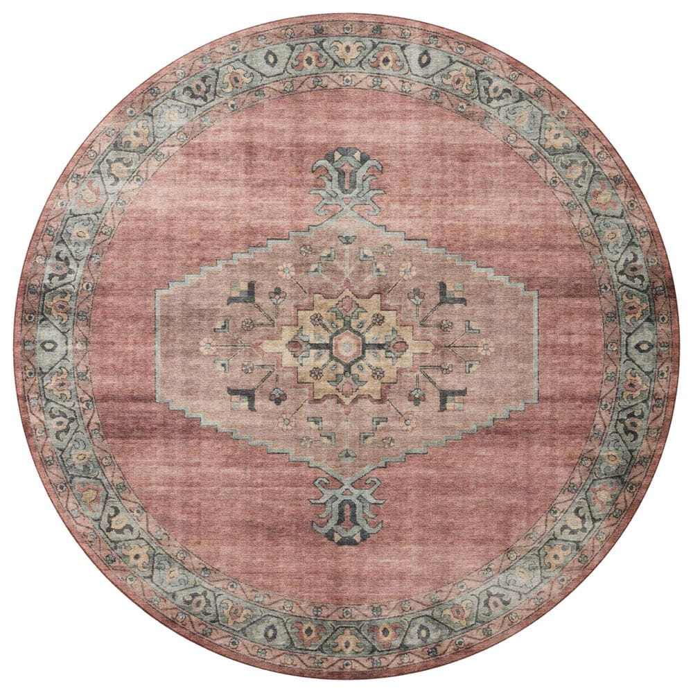 Loloi Heidi 6" Round Spice and Aqua Area Rug, , large