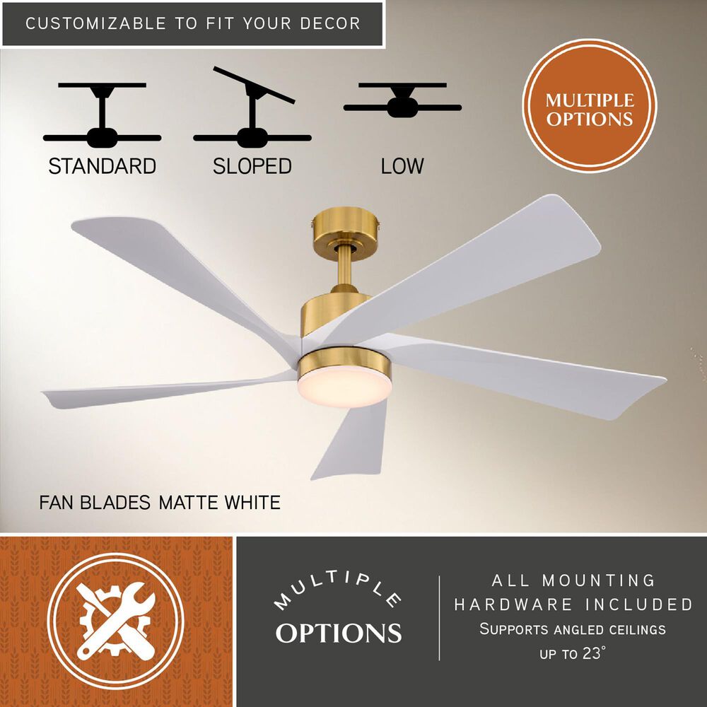 Vaxcel Redmond 52" Integrated LED Ceiling Fan in Satin Brass, , large