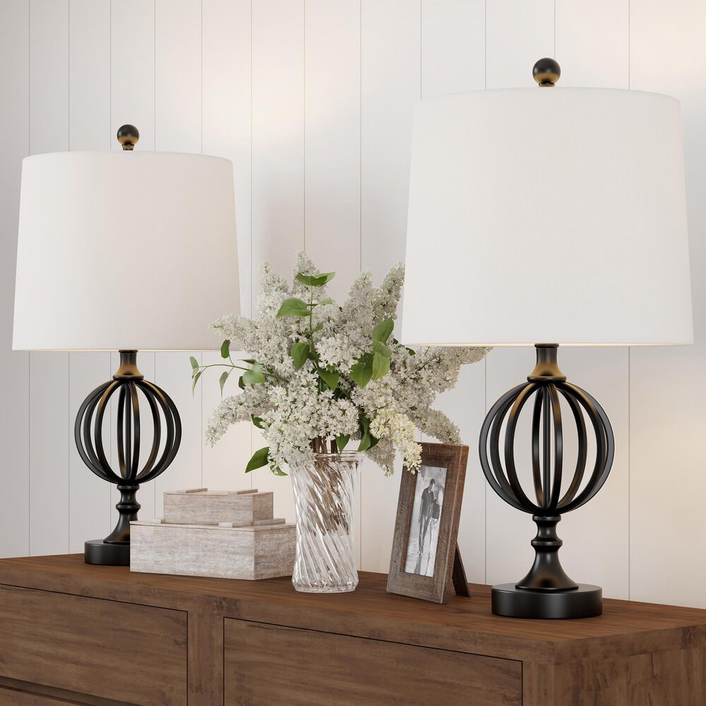 Timberlake Openwork Iron Orb Table Lamp in Matte Black (Set of 2), , large