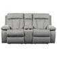 Ashley Mitchiner Manual Double Recliner Loveseat with Console in Fog, , large
