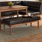 Baxton Studio Sanford Dining Bench with Dark Brown Cushion in Walnut Brown, , large