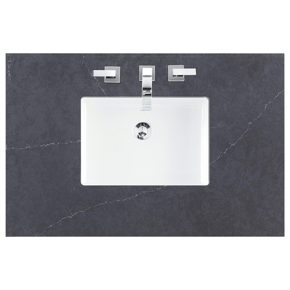 James Martin Vanities Breckenridge 36&quot; Single Bathroom Vanity in Serenity Blue with 3 cm Charcoal Soapstone Quartz Top and Rectangular Sink, , large