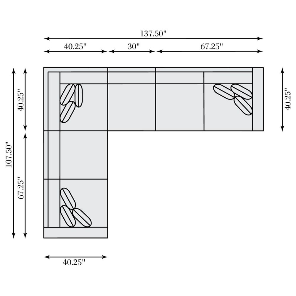 Bernhardt Ventura 4-Piece Stationary Reversible Sectional in Marble, , large