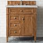 James Martin Vanities Brittany 30" Single Bathroom Vanity in Saddle Brown with 3 cm Victorian Silver Quartz Top and Rectangular Sink, , large